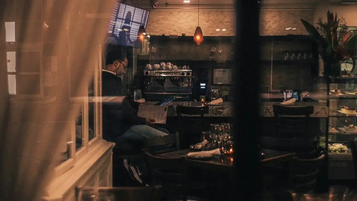 A view of a restaurant through a window