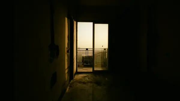 black metal framed glass door