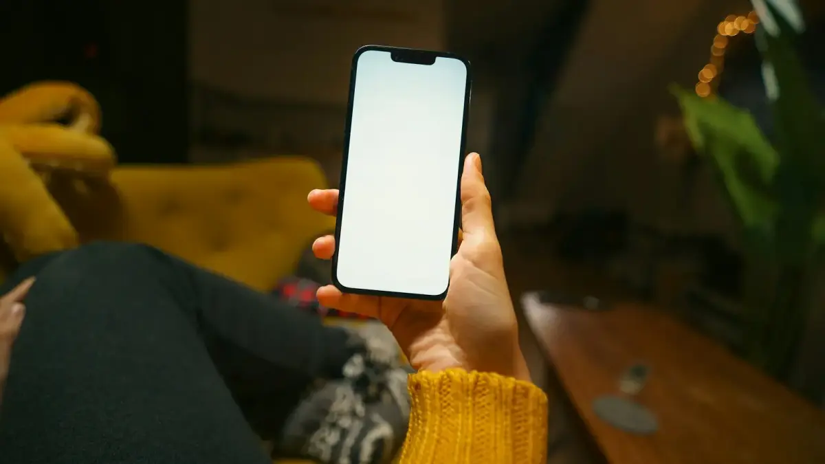 A person holding a cell phone in their hand