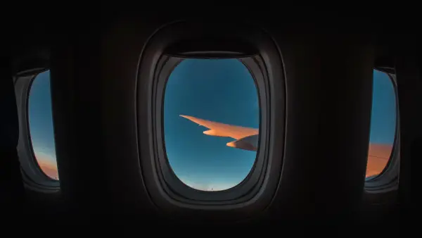 opened airplane window