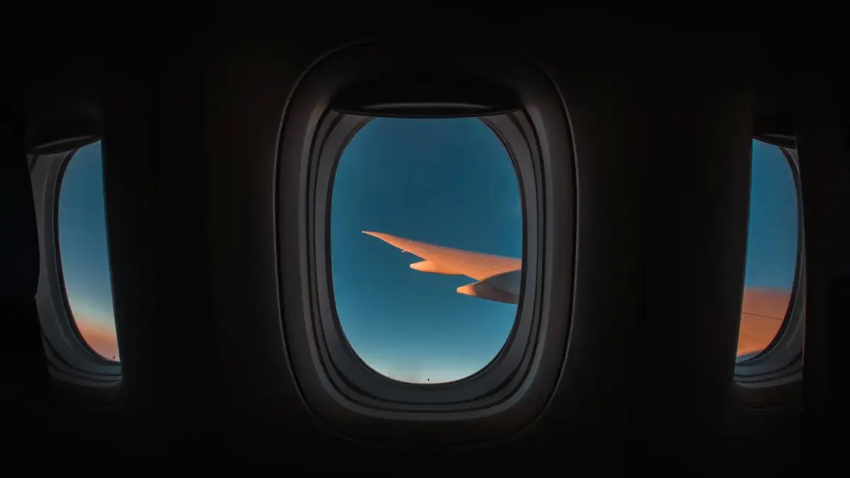 opened airplane window