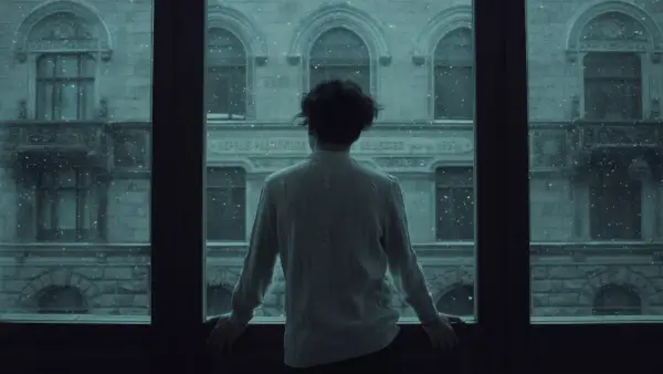 woman in white shirt standing in front of window