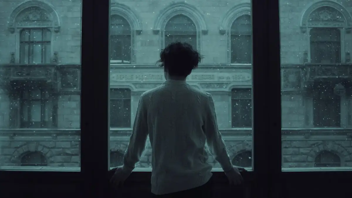 woman in white shirt standing in front of window
