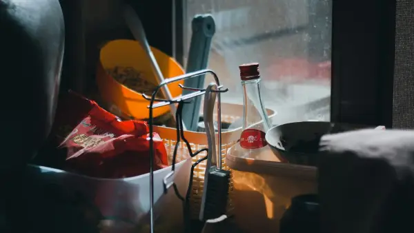 a bowl of soup and a spoon