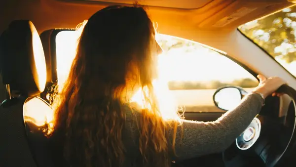 woman driving car