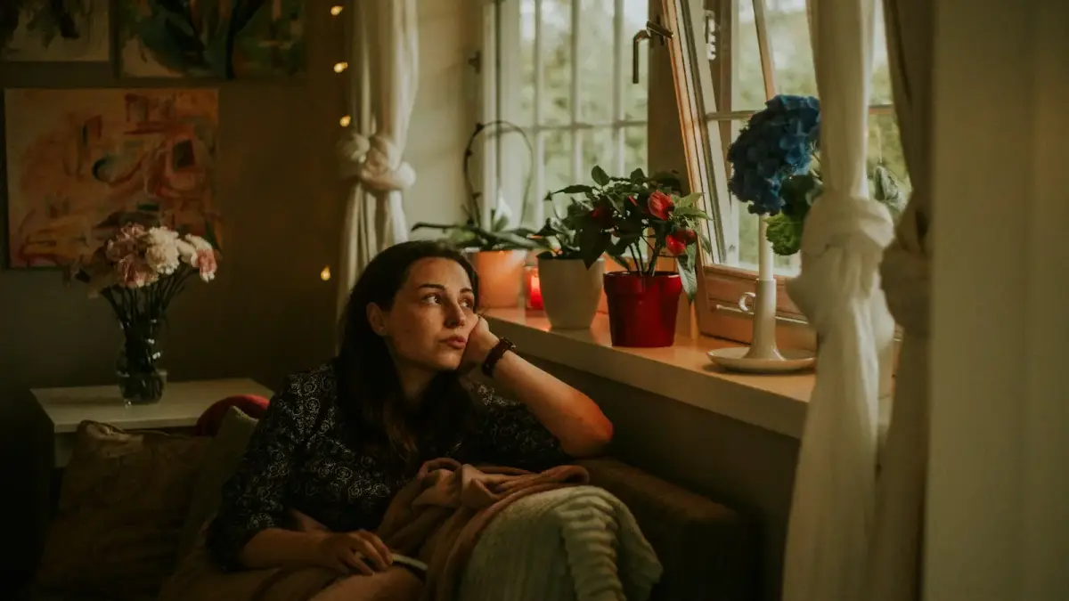 a person sitting on a couch